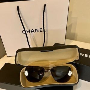 Chanel Aviator Glasses with Camelia White Flowers
